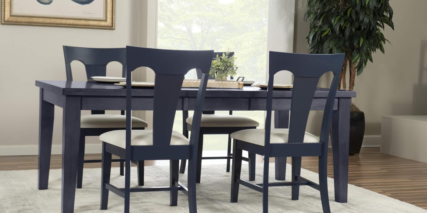 5PC MEDIUM TABLE WITH ELLE CHAIR - DENIM FINISH