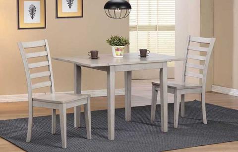 WINNERS ONLY GREY DROPLEAF TABLE W/ LADDERBACK CHAIR