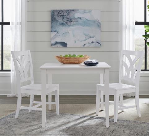 HAMPTON COLLECTION PALM CHAIR W/ 36" SQUARE TABLE IN PURE WHITE