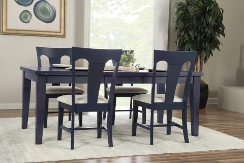 5PC MEDIUM TABLE WITH ELLE CHAIR - DENIM FINISH