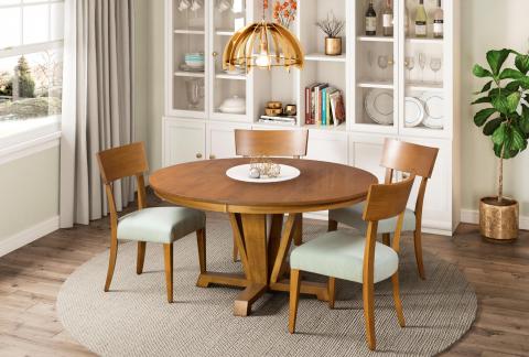 BOYLSTON DINING TABLE WITH 10 SIDE CHAIR FLAX FINISH