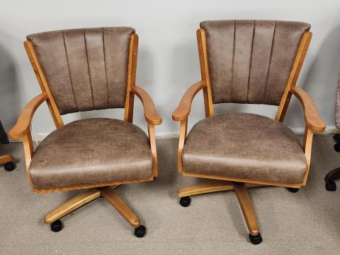 CHROMCRAFT C178 SWIVEL TILT CASTER CHAIR CHESTNUT/ BROWN SUEDE