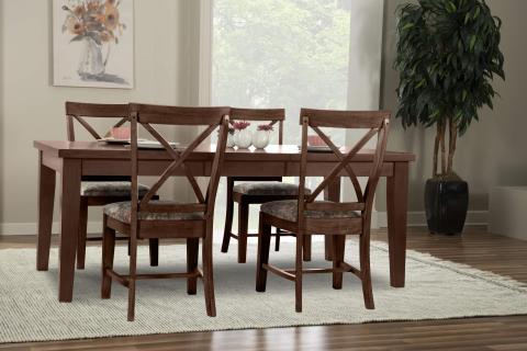 5PC MEDIUM TABLE WITH CREEKSIDE CHAIR- COGNAC FINISH