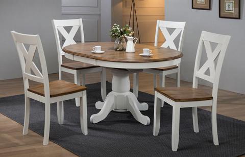 Pacifica Dining 5pc Set X Back Chair with Butterfly Pedestal Table
