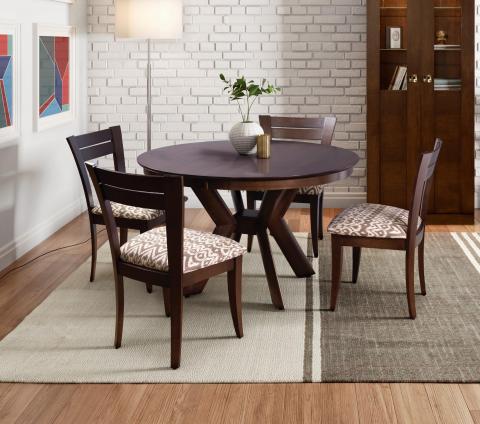 K BASE DINING TABLE WITH MODEL 39 SIDE CHAIR JAVA FINISH