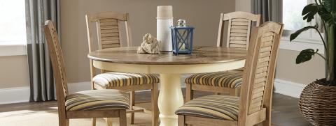 48" ROUND PEDESTAL TABLE W/ SEASIDE CHAIR BLONDE & CANARY