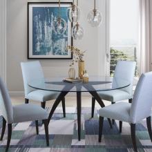 ELLA GLASS DINING BASE WITH 60SU SIDE CHAIR