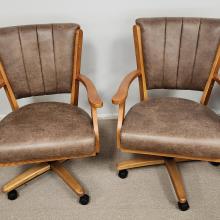 CHROMCRAFT C178 SWIVEL TILT CASTER CHAIR CHESTNUT/ BROWN SUEDE
