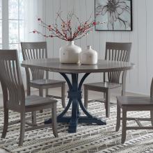 5pc Amanda Chair w/ 48 Round Table Nickel & Denim