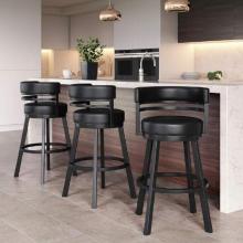 AMBRIDGE 30" BAR STOOL PEBBLESTONE/ BLACK PU VINYL